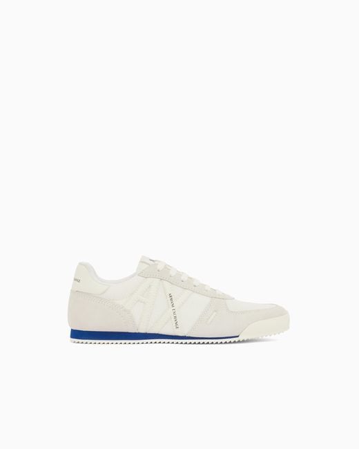 ARMANI EXCHANGE White Lace-Up Sneakers for men