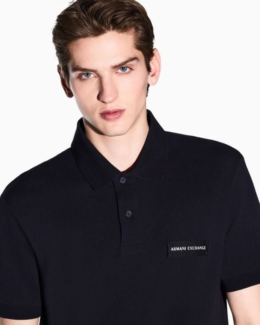 ARMANI EXCHANGE Blue Cotton Polo Shirt for men