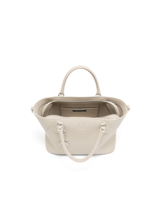 ARMANI EXCHANGE White Tote Shopping Bag