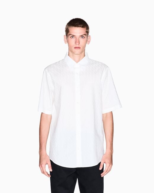 ARMANI EXCHANGE White Short-Sleeve Button-Up Shirt for men
