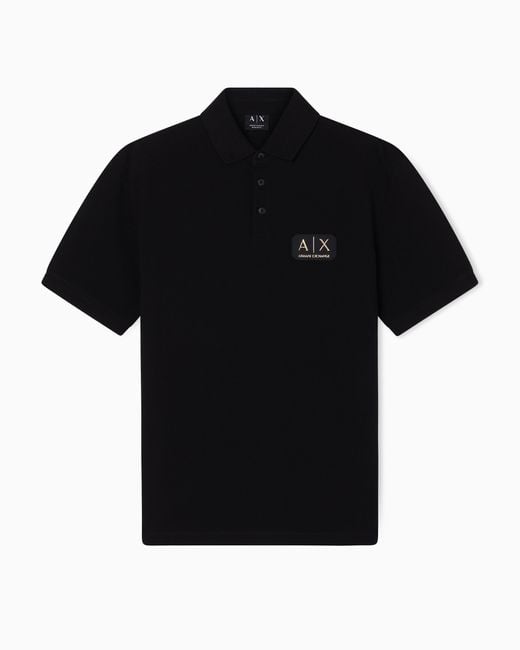 ARMANI EXCHANGE Black Cotton Polo Shirt for men