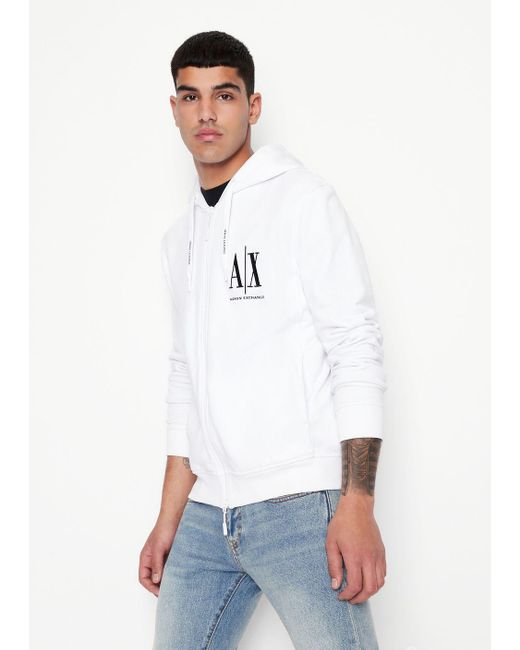 Armani Exchange White Icon Project Zip-up Hoodie for men