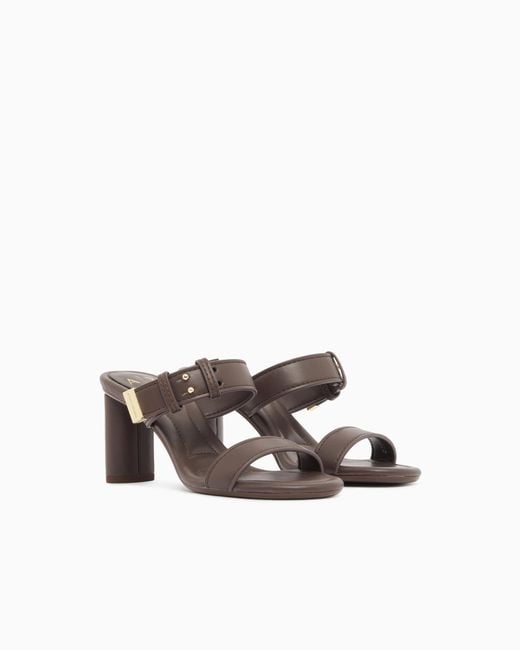ARMANI EXCHANGE White Heeled Sandals With Two Straps
