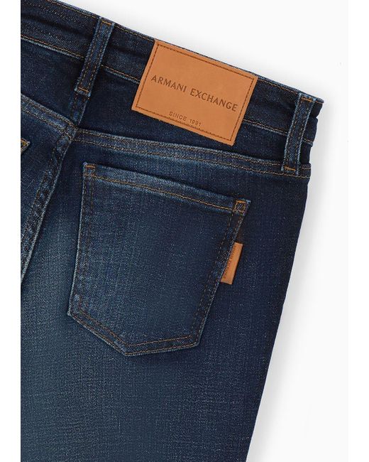 Jeans J65 Flare Fit In Denim Di Cotone Washed di Armani Exchange in Blue