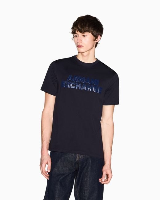 ARMANI EXCHANGE Black Slim Fit Cotton T-Shirt for men