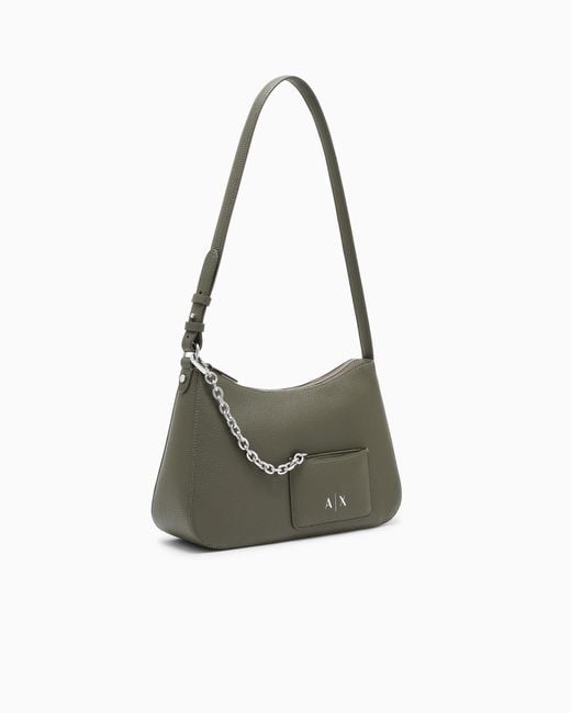 ARMANI EXCHANGE Gray Crossbody Bag With A Textured Grain And Chain