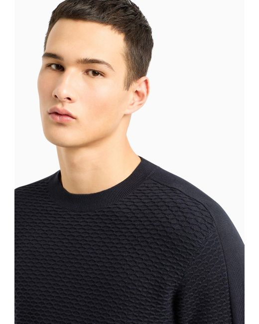 Armani Exchange Blue Cotton Crew-neck Sweater for men