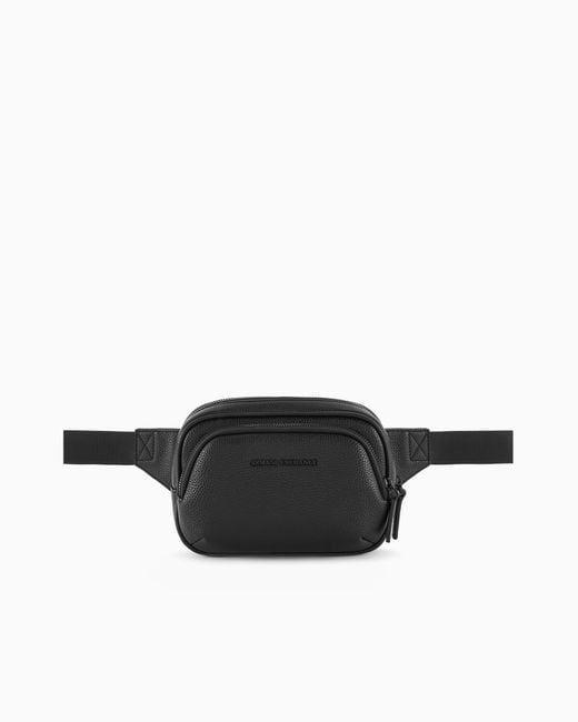 ARMANI EXCHANGE Black Faux Leather Bum Bag With Logo for men