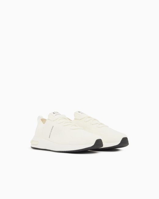 ARMANI EXCHANGE White Technical Fabric Sneakers for men