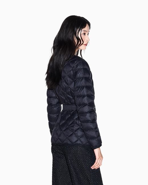 ARMANI EXCHANGE Blue Short Quilted Nylon Down Jacket