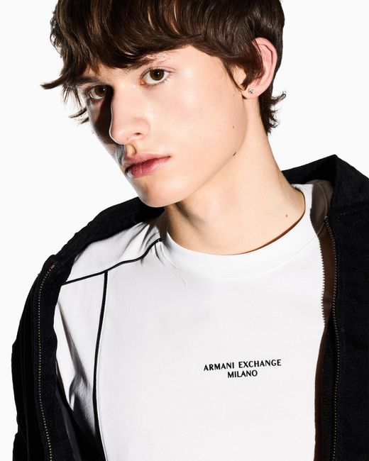 ARMANI EXCHANGE White Regular Fit T-Shirt for men