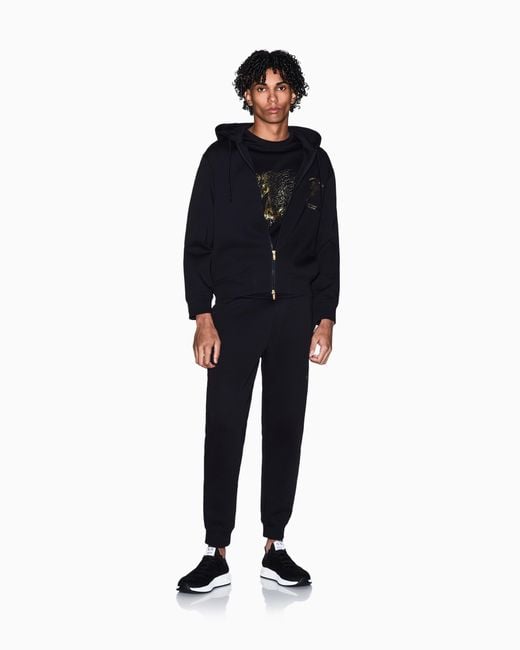 ARMANI EXCHANGE Black Horse Print Sweatshirt Joggers for men