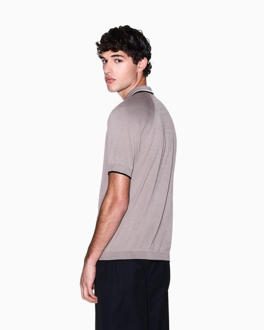 ARMANI EXCHANGE Purple Zip-Up Knit Polo Shirt for men