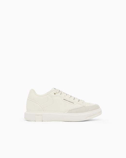 ARMANI EXCHANGE White Sneakers With Suede Inserts And Tumbled Finish for men