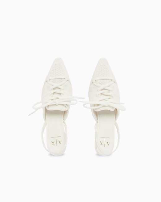 ARMANI EXCHANGE White Technical Fabric Pumps