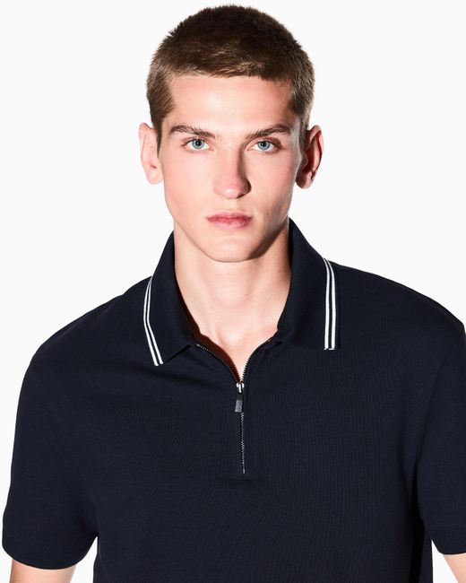 Polo De Algodón De Corte Regular ARMANI EXCHANGE de hombre de color Blue