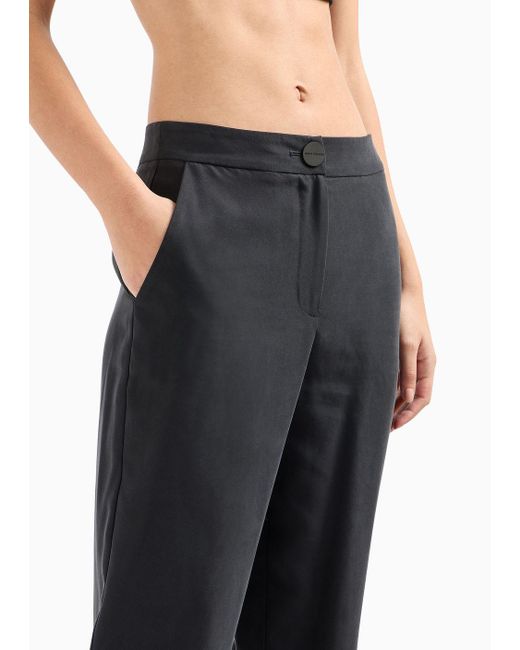 Armani Exchange Black Regular Fit Trousers In Washed And Sandblasted Fabric