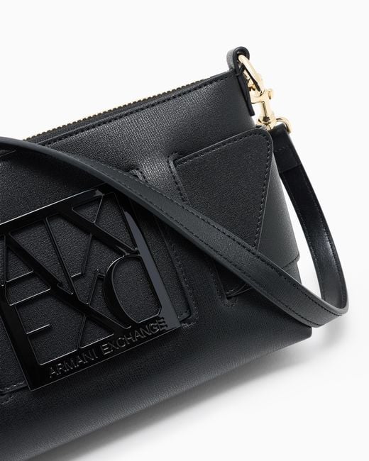 ARMANI EXCHANGE Gray Logo Bag With Embossed Front And Adjustable Strap