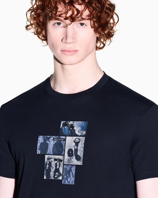 ARMANI EXCHANGE Blue Regular Fit T-Shirt for men