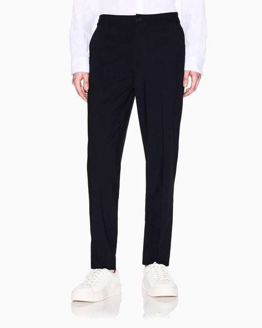 ARMANI EXCHANGE Blue Tailored Straight-Leg Trousers for men