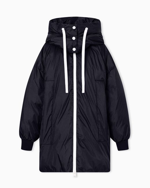 ARMANI EXCHANGE Blue Oversized Down Jacket With Hood