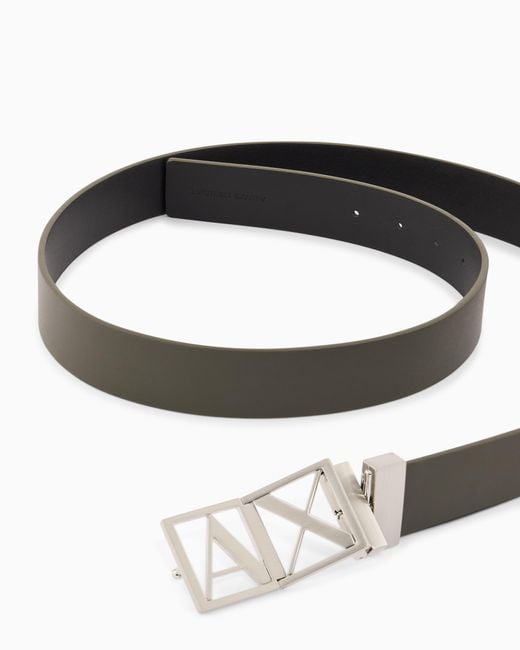 ARMANI EXCHANGE White Elegant Smooth Leather Belt With Logo Buckle for men
