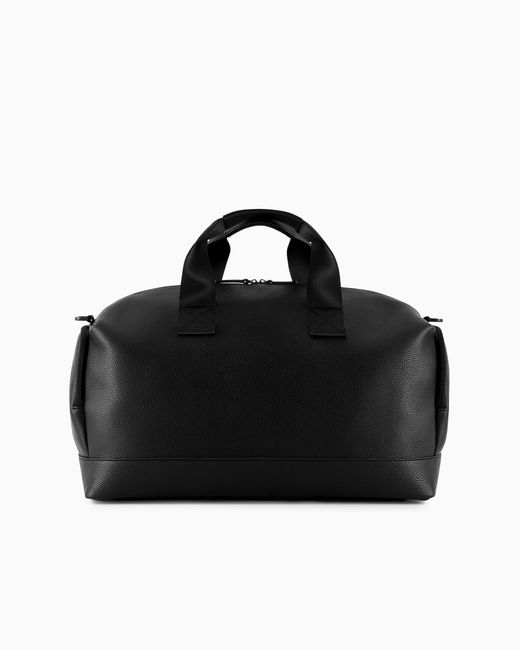 ARMANI EXCHANGE Black Rectangular Duffel Bag With External Pocket for men