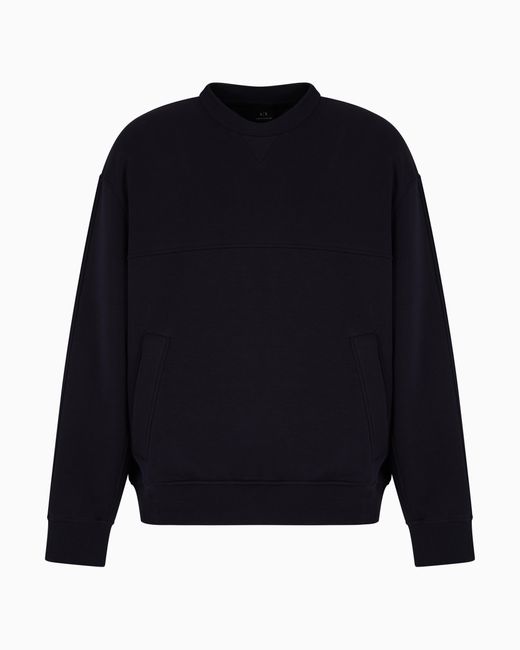 Sudadera De Cuello Redondo De Algodón Reforzado ARMANI EXCHANGE de hombre de color Blue