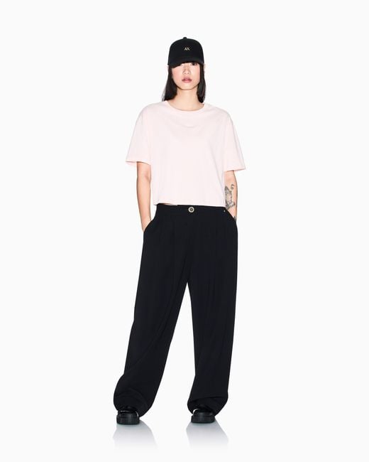 ARMANI EXCHANGE Pink Cropped Cotton Jersey T-Shirt