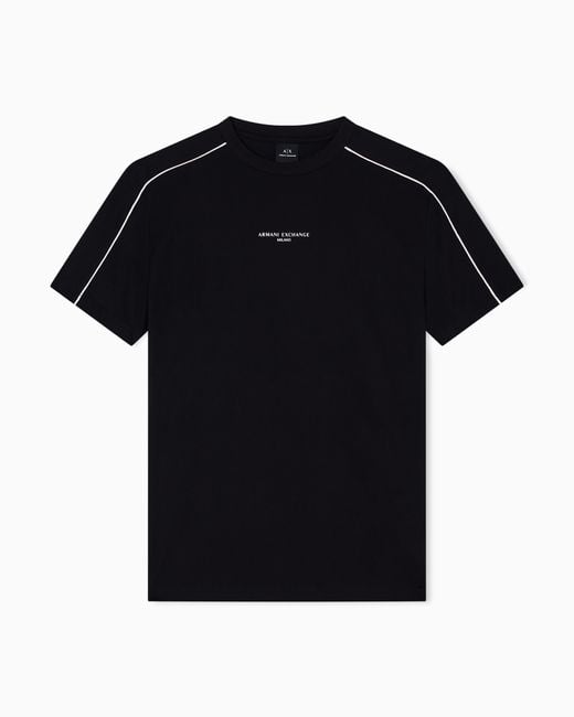 T-Shirt Coupe Régulière Avec Passepoil Contrasté ARMANI EXCHANGE pour homme en coloris Black