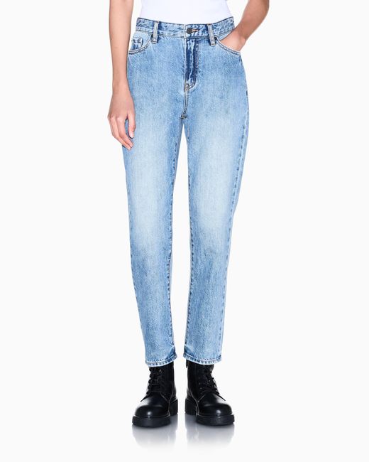 ARMANI EXCHANGE Blue Oversized Fit 5 Pockets Denim Pant Rigid Cotton