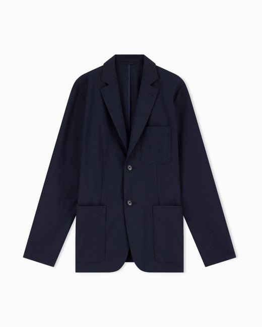 ARMANI EXCHANGE Blue Structured Wool Blend Casual Jacket for men