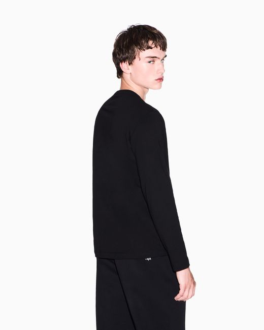 ARMANI EXCHANGE Black Slim-Fit Long-Sleeve Cotton T-Shirt With Logo Icon for men