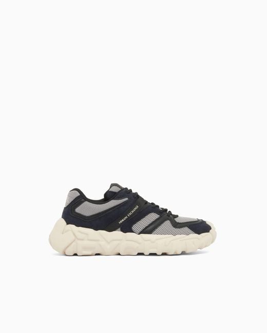 ARMANI EXCHANGE White Sneakers With Oversized Sole And Contrasting Inserts for men