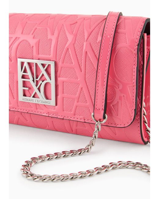 Armani Exchange Pink Wallet With Flap And Shoulder Strap