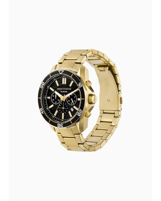 Armani Exchange White Chronograph Gold-tone Stainless Steel Watch for men