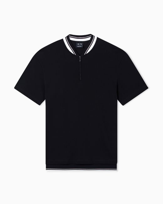 ARMANI EXCHANGE Black Regular Fit Cotton Pique Polo Shirt for men