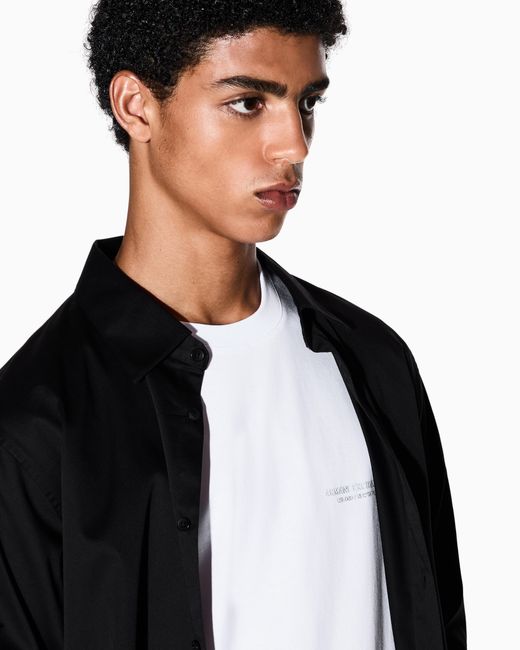 ARMANI EXCHANGE White Regular Fit Cotton T-Shirt With A Chest Logo Essential for men