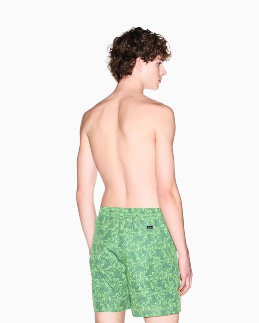 ARMANI EXCHANGE Green All-Over Graphic Print Swimsuit for men