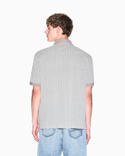 ARMANI EXCHANGE Gray Piquet Polo With Allover Logo for men