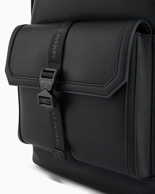 ARMANI EXCHANGE Black Technical Fabric Backpack for men