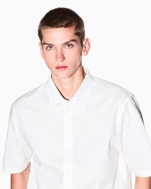 ARMANI EXCHANGE White Short-Sleeve Button-Up Shirt for men