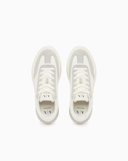 ARMANI EXCHANGE Low-Top Sneaker Mit Wildledereinsätzen Und Schnürung in White für Herren