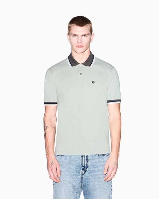 ARMANI EXCHANGE White Cotton Polo Shirt for men
