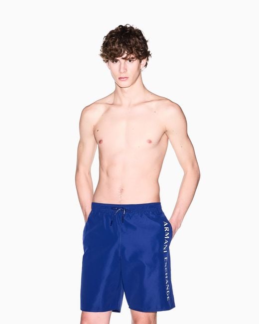 ARMANI EXCHANGE Blue Swimsuit With Side Logo for men