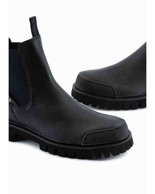 Armani Exchange Chelsea Boots In Leather in Black for Men | Lyst