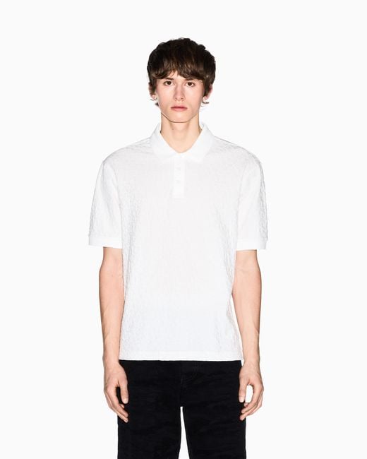 ARMANI EXCHANGE White Jacquard Polo Shirt for men