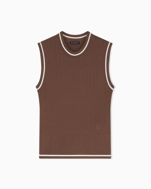 ARMANI EXCHANGE Brown Recycled Viscose V-Neck Top