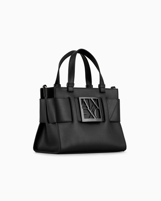 Tote Bag Media Con Doppi Manici E Tracolla di ARMANI EXCHANGE in Black