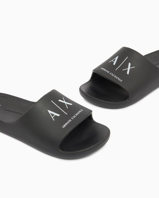 ARMANI EXCHANGE White Slides With Logo for men